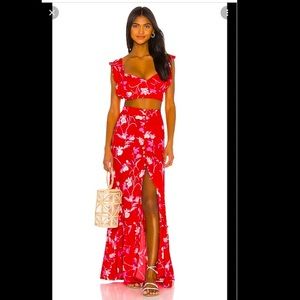 Maaji Top and Long Skirt in Alana Red Floral. Size S